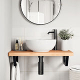 Ripiano a Parete per Lavabo in Acciaio e Massello di Faggio