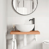 Ripiano a Parete per Lavabo in Acciaio e Massello di Faggio