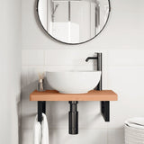 Ripiano a Parete per Lavabo in Acciaio e Massello di Faggio