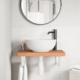 Ripiano a Parete per Lavabo in Acciaio e Massello di Faggio