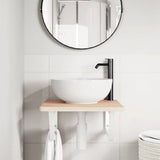 Ripiano a Parete per Lavabo in Acciaio e Massello di Rovere