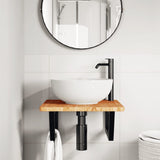Ripiano a Parete per Lavabo in Acciaio e Massello di Rovere