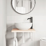 Ripiano a Parete per Lavabo in Acciaio e Massello di Faggio