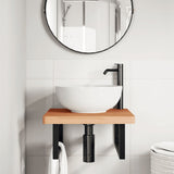 Ripiano a Parete per Lavabo in Acciaio e Massello di Faggio
