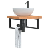 Ripiano a Parete per Lavabo in Acciaio e Massello di Faggio