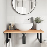 Ripiano a Parete per Lavabo in Acciaio e Massello di Faggio