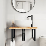 Ripiano a Parete per Lavabo in Acciaio e Massello di Rovere