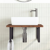 Ripiano a Parete per Lavabo in Acciaio e Massello di Rovere