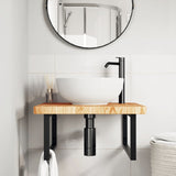 Ripiano a Parete per Lavabo in Acciaio e Massello di Rovere