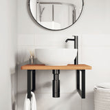 Ripiano a Parete per Lavabo in Acciaio e Massello di Faggio