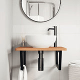Ripiano a Parete per Lavabo in Acciaio e Massello di Faggio