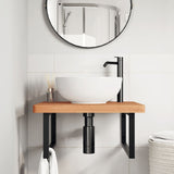 Ripiano a Parete per Lavabo in Acciaio e Massello di Faggio