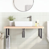 Ripiano a Parete per Lavabo in Acciaio e Massello di Faggio