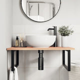 Ripiano a Parete per Lavabo in Acciaio e Massello di Rovere