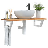 Ripiano a Parete per Lavabo in Acciaio e Massello di Acacia