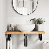 Ripiano a Parete per Lavabo in Acciaio e Massello di Acacia