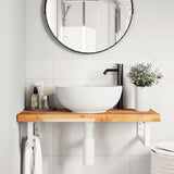 Ripiano a Parete per Lavabo in Acciaio e Massello di Acacia