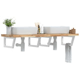 Ripiano a Parete per Lavabo in Acciaio e Massello di Acacia