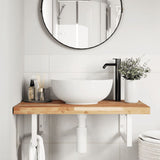 Ripiano a Parete per Lavabo in Acciaio e Massello di Acacia