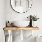 Ripiano a Parete per Lavabo in Acciaio e Massello di Acacia