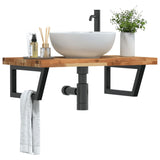 Ripiano a Parete per Lavabo in Acciaio e Massello di Acacia