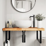 Ripiano a Parete per Lavabo in Acciaio e Massello di Acacia
