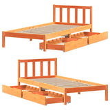 Letto senza Materasso Marrone Cera 100x200 cm in Legno di Pino
