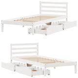 Letto senza Materasso Bianco 90x200 cm Legno Massello di Pino