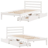 Giroletto senza Materasso Bianco 100x200 cm Legno Massello Pino