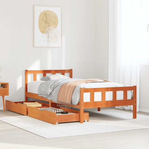 Letto senza Materasso Marrone Cera 75x190 cm in Legno di Pino