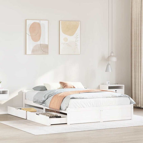 Letto senza Materasso Bianco 140x190 cm Legno Massello di Pino