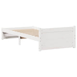 Letto senza Materasso Bianco 90x200 cm Legno Massello di Pino