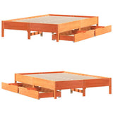 Letto senza Materasso Marrone Cera 140x190 cm in Legno di Pino