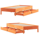 Letto senza Materasso Marrone Cera 75x190 cm in Legno di Pino