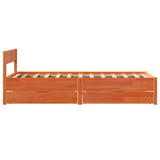 Letto senza Materasso Marrone Cera 75x190 cm in Legno di Pino