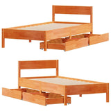 Letto senza Materasso Marrone Cera 75x190 cm in Legno di Pino