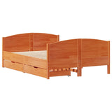 Letto senza Materasso Marrone Cera 135x190 cm in Legno di Pino
