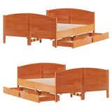 Letto senza Materasso Marrone Cera 135x190 cm in Legno di Pino