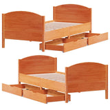 Letto senza Materasso Marrone Cera 75x190 cm in Legno di Pino