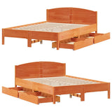 Letto senza Materasso Marrone Cera 120x200 cm in Legno di Pino