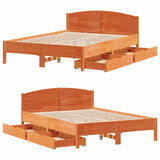 Letto senza Materasso Marrone Cera 135x190 cm in Legno di Pino