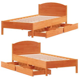 Letto senza Materasso Marrone Cera 90x200 cm Legno di Pino