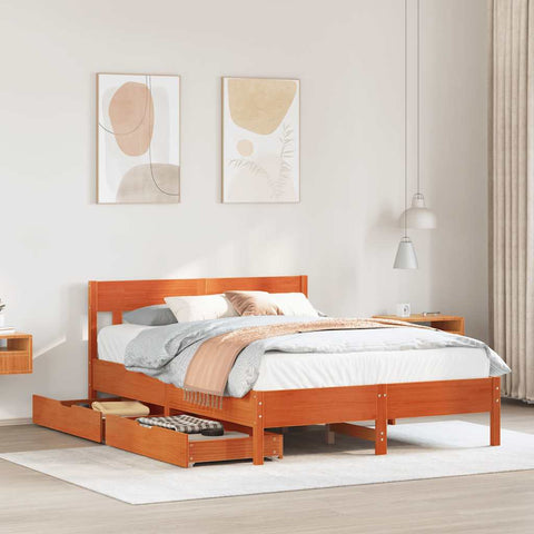 Letto senza Materasso Marrone Cera 160x200 cm in Legno di Pino