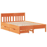 Letto senza Materasso Marrone Cera 140x190 cm in Legno di Pino