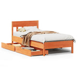 Letto senza Materasso Marrone Cera 75x190 cm in Legno di Pino