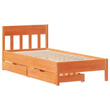 Letto senza Materasso Marrone Cera 75x190 cm in Legno di Pino