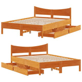Giroletto Cassetti Marrone Cera 135x190 cm Legno Massello Pino