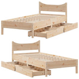 Giroletto con Cassetti 75x190 cm in Legno Massello di Pino