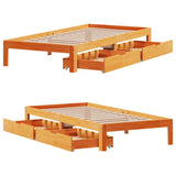Giroletto Cassetti Marrone Cera 90x200 cm Legno Massello Pino