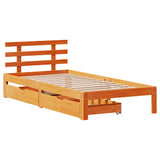 Giroletto Cassetti Marrone Cera 100x200 cm Legno Massello Pino